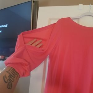 Pink peek a boo sleeve shirt